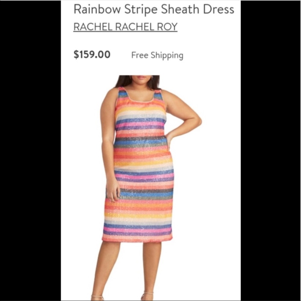 RACHEL ROY COLORFUL STRIPES SEQUIN DRESS